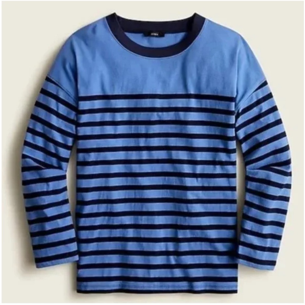 J. Crew‎ Long Sleeve Blue and Black Striped Tee Size Small